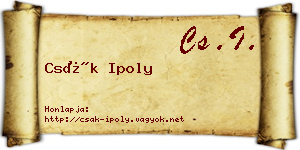 Csák Ipoly névjegykártya