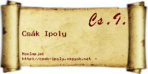 Csák Ipoly névjegykártya
